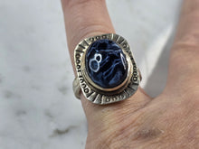 Load image into Gallery viewer, Womens Vintage Estate Sterling Silver Modernist Sodalite Ring 7.5g E3746