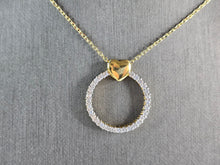 Load image into Gallery viewer, Womens Sterling Silver Gold Tone CZ Heart Eternity Pendant Necklace 4.3g E3757