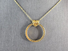 Load image into Gallery viewer, Womens Sterling Silver Gold Tone CZ Heart Eternity Pendant Necklace 4.3g E3757