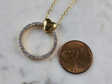 Load image into Gallery viewer, Womens Sterling Silver Gold Tone CZ Heart Eternity Pendant Necklace 4.3g E3757