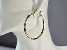 Load image into Gallery viewer, Womens 14K Yellow Gold Ruby &amp; CZ Hoop Earrings, 4.5g E3762
