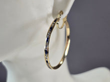 Load image into Gallery viewer, Womens 14K Yellow Gold Spinel &amp; CZ Hoop Earrings, 4.5g E3763