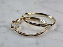 Load image into Gallery viewer, Womens 14K Yellow Gold Spinel &amp; CZ Hoop Earrings, 4.5g E3763