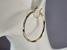 Load image into Gallery viewer, Womens 14K Yellow Gold Emerald &amp; CZ Hoop Earrings, 4.5g E3764