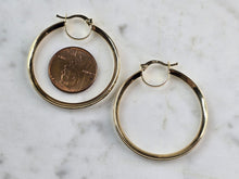 Load image into Gallery viewer, Womens 14K Yellow Gold Emerald &amp; CZ Hoop Earrings, 4.5g E3764