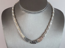 Load image into Gallery viewer, Womens Vintage Estate Sterling Silver Modernist Greek Key Necklace 28.5g E3774