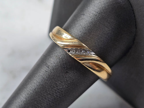 Mens Vintage Estate 10k Yellow Gold Diamond Ring 2.5g #E3777
