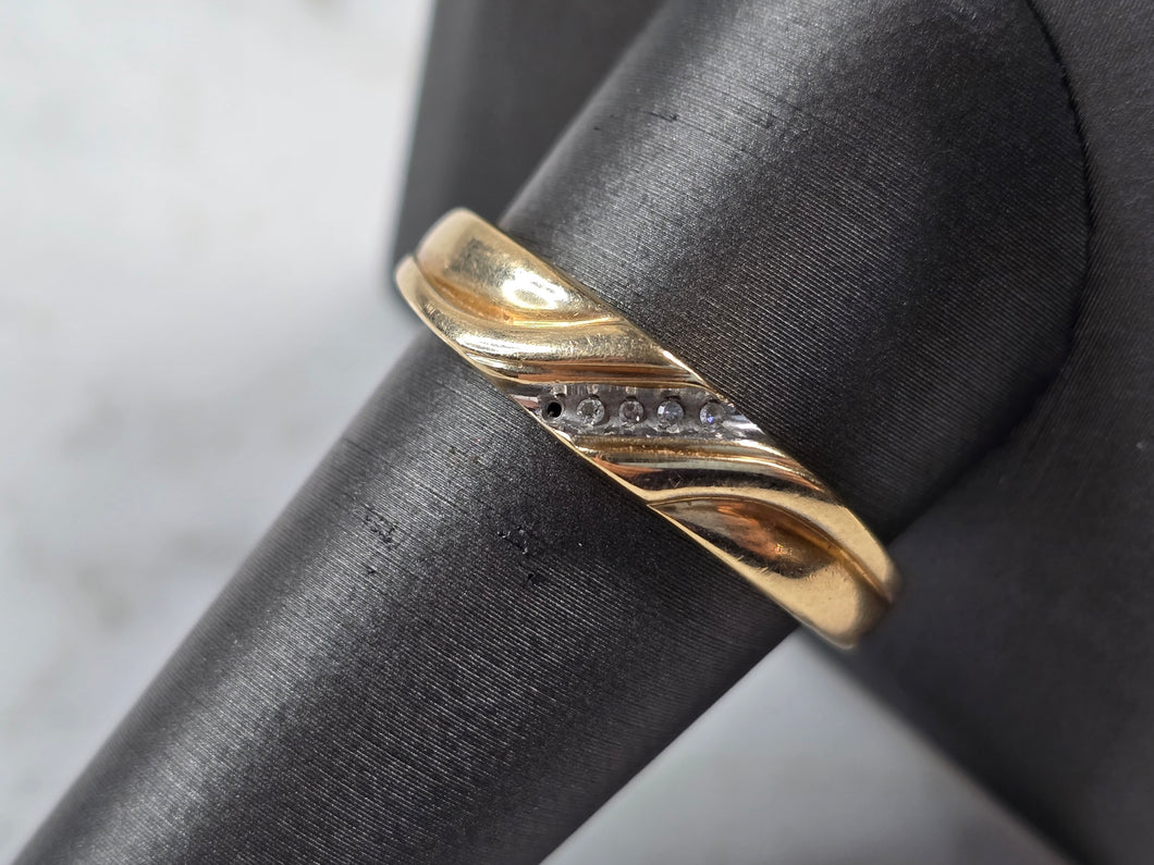 Mens Vintage Estate 10k Yellow Gold Diamond Ring 2.5g #E3777