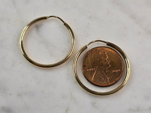 Pr Womens 14K Yellow Gold Hoop Earrings 1.8g E3782