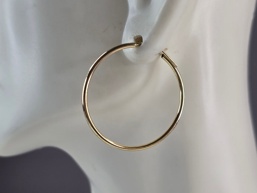 Pr Womens 14K Yellow Gold Hoop Earrings 1.0g E3783