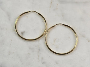 Pr Womens 14K Yellow Gold Hoop Earrings 1.0g E3783