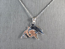Load image into Gallery viewer, Womens Sterling Silver Blue Opal Dolphin Pendant Necklace 4.7g E3785