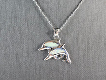 Load image into Gallery viewer, Womens Sterling Silver Opal Dolphin Pendant Necklace 4.7g E3786