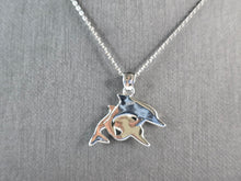 Load image into Gallery viewer, Womens Sterling Silver Opal Dolphin Pendant Necklace 4.7g E3786