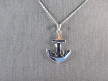 Load image into Gallery viewer, Womens Sterling Silver Opal Maritime Anchor Pendant Necklace 4.5g E3787
