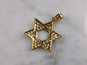 Sterling Silver Gold Tone Jewish Judaica Star of David Pendant, 2.8g E3793