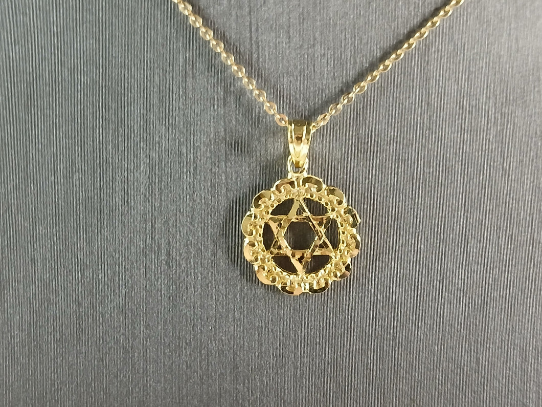Sterling Silver Gold Tone Jewish Judaica Star of David Pendant, 2.6g E3794