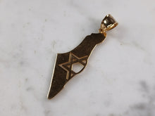 Load image into Gallery viewer, Sterling Silver Gold Tone Jewish Judaica Star of David Israel Pendant 4.1g E3796