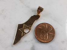 Load image into Gallery viewer, Sterling Silver Gold Tone Jewish Judaica Star of David Israel Pendant 4.1g E3796