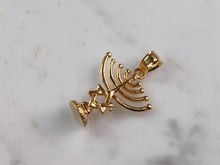 Load image into Gallery viewer, Sterling Silver Gold Tone Jewish Judaica Candelabra Pendant Necklace 3.6g E3797