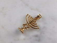 Load image into Gallery viewer, Sterling Silver Gold Tone Jewish Judaica Candelabra Pendant Necklace 3.6g E3797