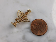 Load image into Gallery viewer, Sterling Silver Gold Tone Jewish Judaica Candelabra Pendant Necklace 3.6g E3797