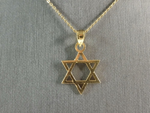Sterling Silver Gold Tone Jewish Judaica Star of David Pendant, 2.8g E3798