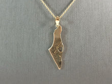 Load image into Gallery viewer, Sterling Silver Gold Tone Jewish Judaica Star of David Israel Pendant 3.1g E3799