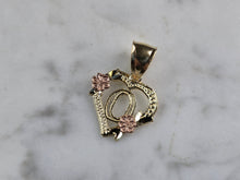 Load image into Gallery viewer, Womens 10K Yellow &amp; Rose Gold Initial Letter &quot; Q &quot;  Heart Pendant 0.9g E3825