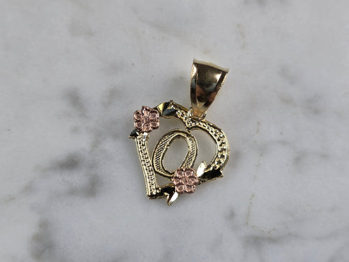 Womens 10K Yellow & Rose Gold Initial Letter 