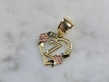 Load image into Gallery viewer, Womens 10K Yellow &amp; Rose Gold Initial Letter &quot; Z &quot;  Heart Pendant 0.9g E3827