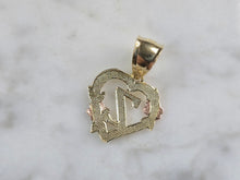 Load image into Gallery viewer, Womens 10K Yellow &amp; Rose Gold Initial Letter &quot; Z &quot;  Heart Pendant 0.9g E3827