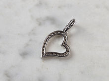 Load image into Gallery viewer, Womens Vintage Estate 14k White Gold Heart Pendant w/ CZ 1.8g E3828