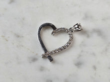 Load image into Gallery viewer, Womens Vintage Estate 14k White Gold Heart Pendant w/ CZ 2.0g E3829