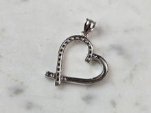 Load image into Gallery viewer, Womens Vintage Estate 14k White Gold Heart Pendant w/ CZ 2.0g E3829