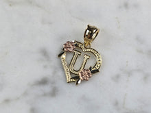 Load image into Gallery viewer, Womens 10K Yellow &amp; Rose Gold Initial Letter &quot; U &quot;  Heart Pendant 0.9g E3830