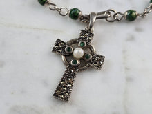 Load image into Gallery viewer, Womens Vintage Solvar Sterling Silver Beaded Celtic Cross Bracelet 6.8g E3844