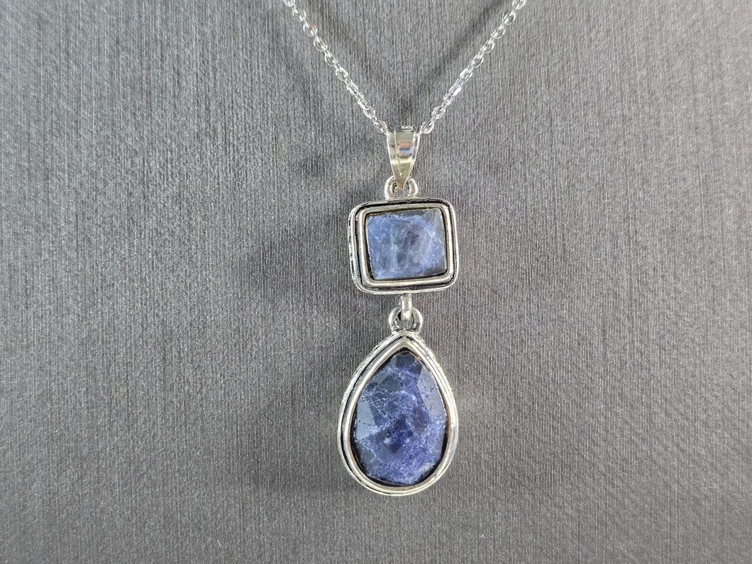 Womens Estate Sterling Silver Natural Sapphire Pendant Necklace 8.5g E3871