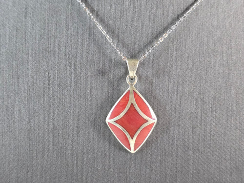 Womens Estate Sterling Silver Enamel Modernist Pendant Necklace 5.4g E3872