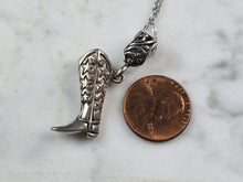 Load image into Gallery viewer, Womens Estate Sterling Silver Western Cowboy Boot Pendant Necklace 7.2g E3876