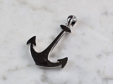 Load image into Gallery viewer, Womens Sterling Silver Opal Maritime Anchor Pendant 3.0g E3884