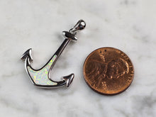 Load image into Gallery viewer, Womens Sterling Silver Opal Maritime Anchor Pendant 3.0g E3884