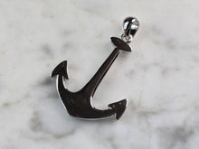 Load image into Gallery viewer, Womens Sterling Silver Blue Opal Maritime Anchor Pendant 3.0g E3885