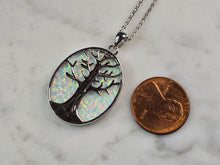 Load image into Gallery viewer, Womens Sterling Silver Opal Tree of Life Pendant Necklace 9.0g E3887