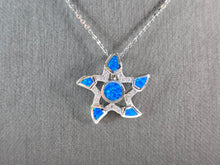 Load image into Gallery viewer, Womens Sterling Silver Starfish Blue Opal Pendant Necklace 5.0g E3888