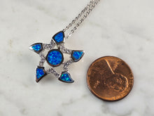 Load image into Gallery viewer, Womens Sterling Silver Starfish Blue Opal Pendant Necklace 5.0g E3888