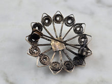Load image into Gallery viewer, Womens Vintage Estate Sterling Silver Turquoise Filigree Brooch 3.7g E3897