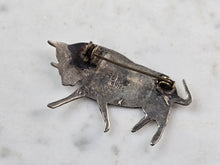 Load image into Gallery viewer, Womens Vintage Estate MOP Abalone Sterling Silver Bull Brooch Pin 2.8g E3904