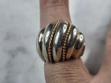 Load image into Gallery viewer, Womens Vintage Estate Sterling Silver 14K Gold Modernist Ring, 11.0g E3922