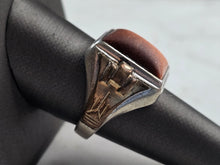 Load image into Gallery viewer, Mens Vintage Estate Sterling Silver 10k GP Modernist Goldstone Ring 9.6g E3925